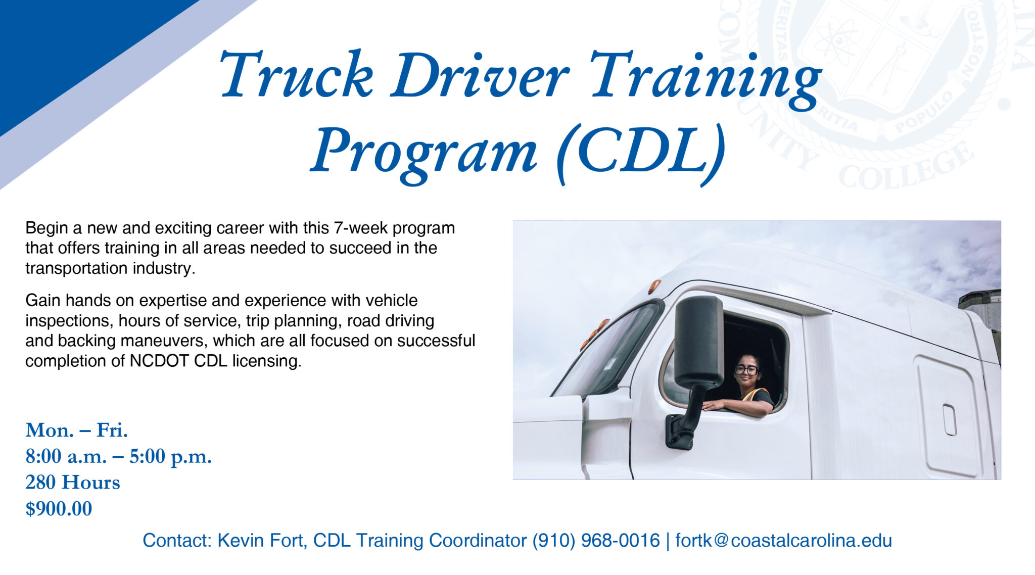 Truck Driver Training Program (CDL) Coastal Carolina Community College